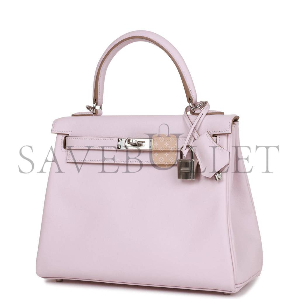 HERMES KELLY RETOURNE 25 MAUVE PALE SWIFT PALLADIUM HARDWARE HANDMADE(25*17*7cm) HERMES KELLY RETOURNE 25 MAUVE PALE SWIFT PALLADIUM HARDWARE HANDMADE(25*17*7cm)