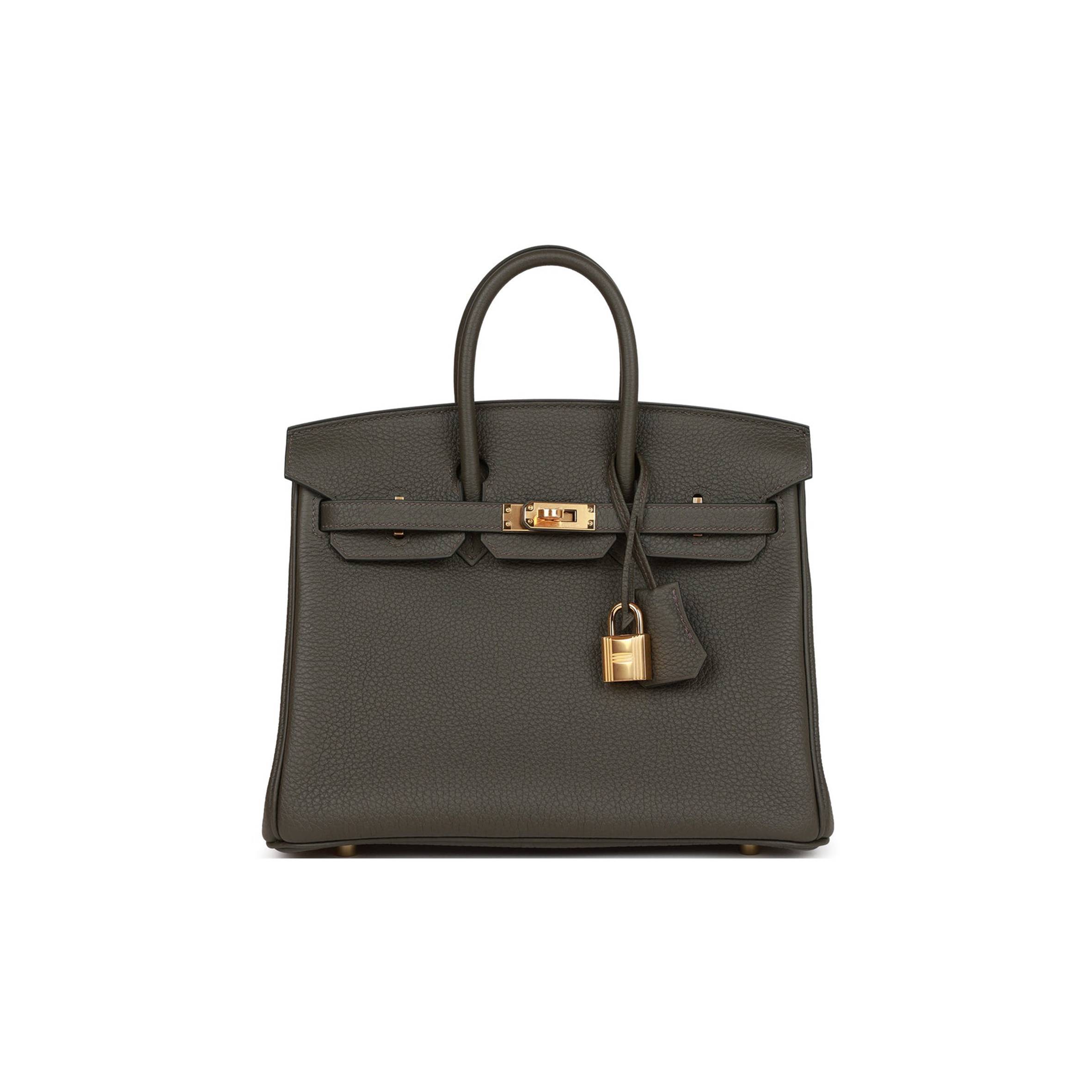 HERMES BIRKIN 25 VERT DE GRIS TOGO GOLD HARDWARE HANDMADE (25cm) HERMES BIRKIN 25 VERT DE GRIS TOGO GOLD HARDWARE HANDMADE (25cm)