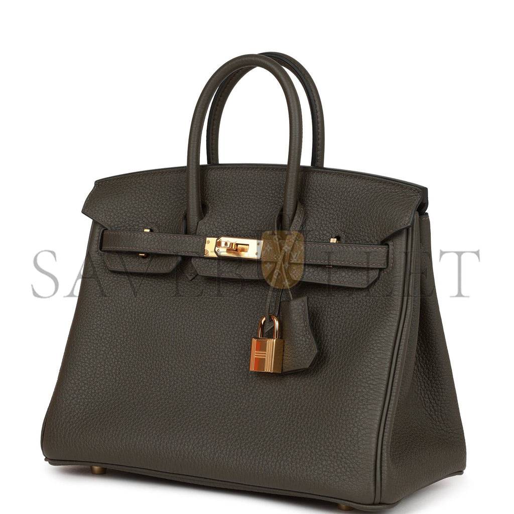 HERMES BIRKIN 25 VERT DE GRIS TOGO GOLD HARDWARE HANDMADE (25cm) HERMES BIRKIN 25 VERT DE GRIS TOGO GOLD HARDWARE HANDMADE (25cm)