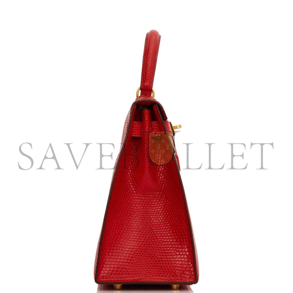 HERMES KELLY SELLIER 28 ROUGE VIF LIZARD NILOTICUS GOLD HARDWARE (28*22*10cm) HERMES KELLY SELLIER 28 ROUGE VIF LIZARD NILOTICUS GOLD HARDWARE (28*22*10cm)