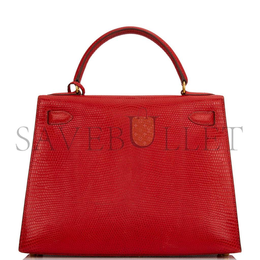 HERMES KELLY SELLIER 28 ROUGE VIF LIZARD NILOTICUS GOLD HARDWARE (28*22*10cm) HERMES KELLY SELLIER 28 ROUGE VIF LIZARD NILOTICUS GOLD HARDWARE (28*22*10cm)