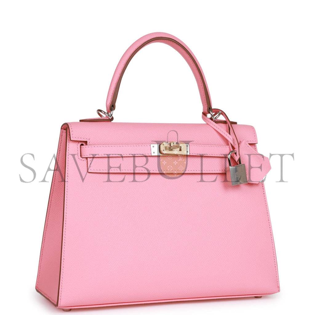 HERMES KELLY SELLIER 25 ROSE CONFETTI EPSOM PALLADIUM HARDWARE (25*17*7cm) HERMES KELLY SELLIER 25 ROSE CONFETTI EPSOM PALLADIUM HARDWARE (25*17*7cm)