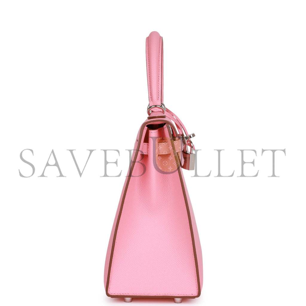 HERMES KELLY SELLIER 25 ROSE CONFETTI EPSOM PALLADIUM HARDWARE (25*17*7cm) HERMES KELLY SELLIER 25 ROSE CONFETTI EPSOM PALLADIUM HARDWARE (25*17*7cm)