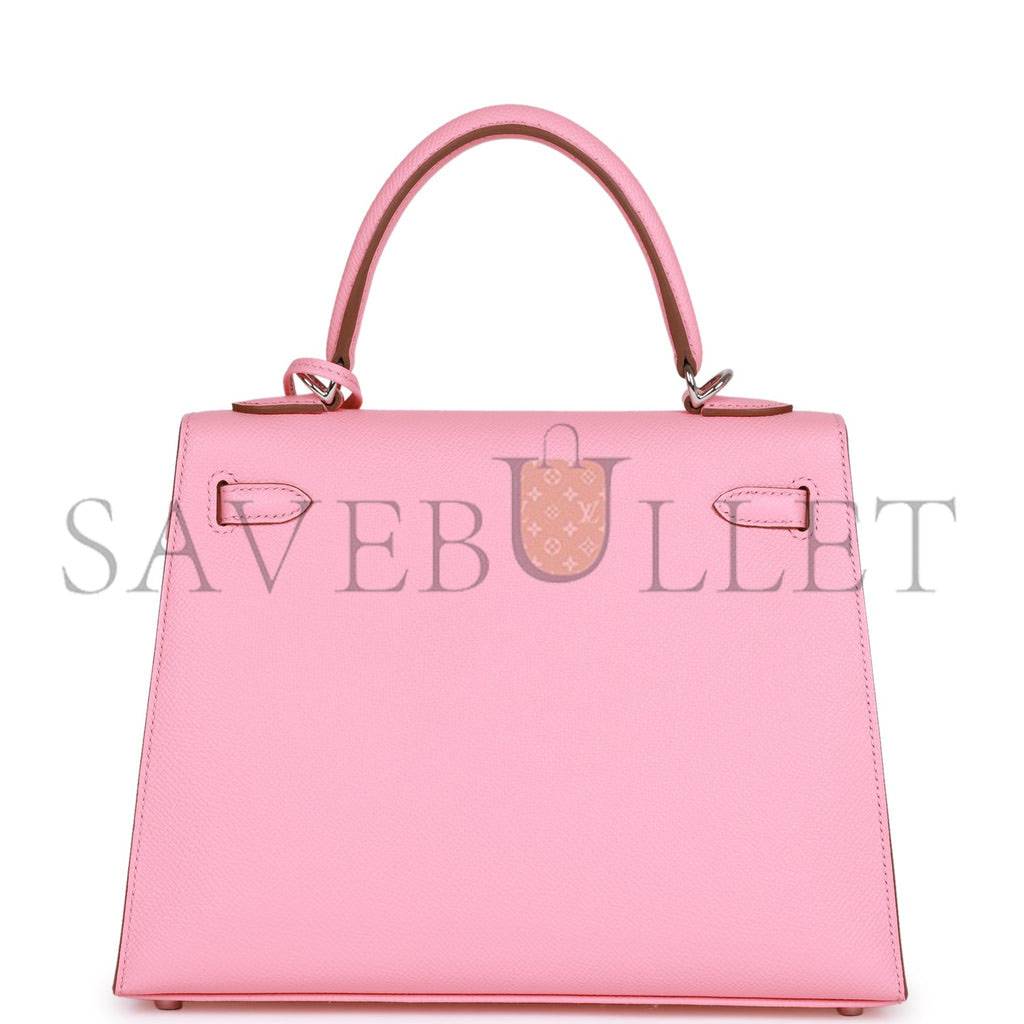 HERMES KELLY SELLIER 25 ROSE CONFETTI EPSOM PALLADIUM HARDWARE (25*17*7cm) HERMES KELLY SELLIER 25 ROSE CONFETTI EPSOM PALLADIUM HARDWARE (25*17*7cm)