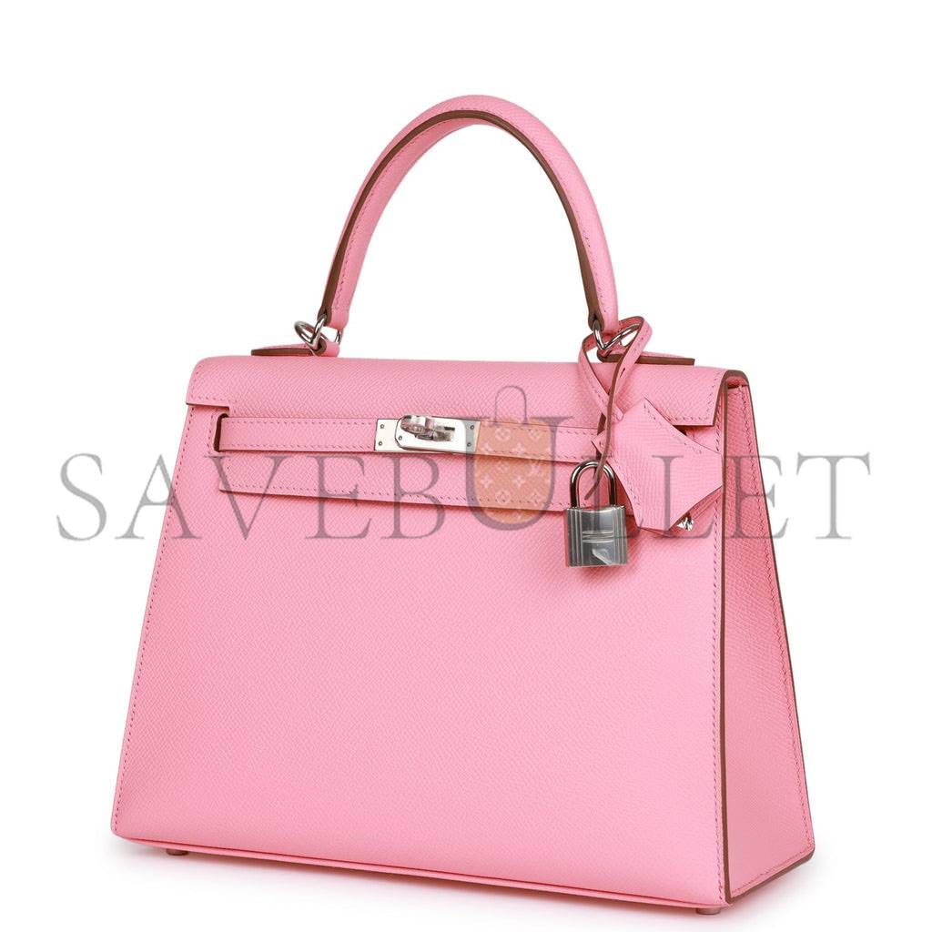 HERMES KELLY SELLIER 25 ROSE CONFETTI EPSOM PALLADIUM HARDWARE (25*17*7cm) HERMES KELLY SELLIER 25 ROSE CONFETTI EPSOM PALLADIUM HARDWARE (25*17*7cm)
