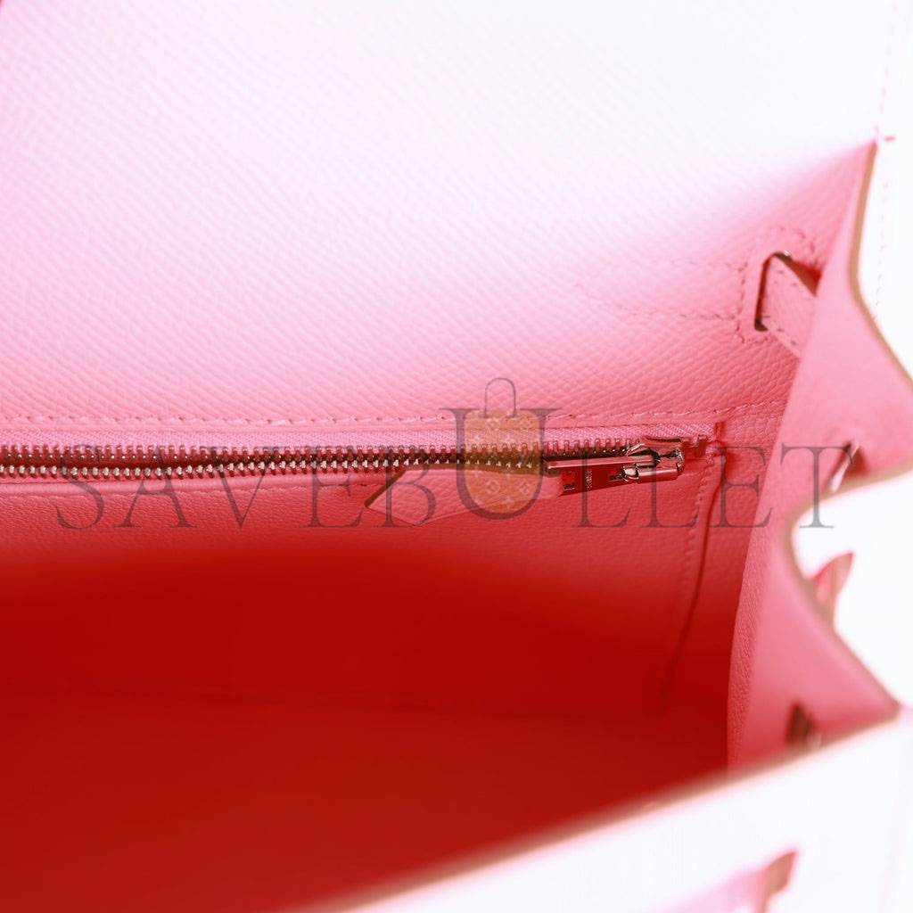 HERMES KELLY SELLIER 25 ROSE CONFETTI EPSOM PALLADIUM HARDWARE (25*17*7cm) HERMES KELLY SELLIER 25 ROSE CONFETTI EPSOM PALLADIUM HARDWARE (25*17*7cm)