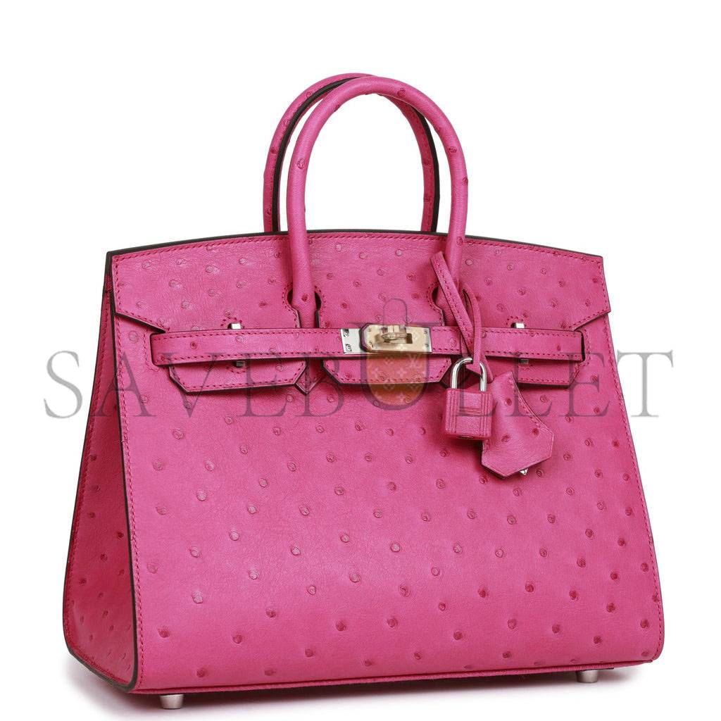 HERMES BIRKIN SELLIER 25 ROSE POURPRE OSTRICH PALLADIUM HARDWARE HANDMADE (25cm) HERMES BIRKIN SELLIER 25 ROSE POURPRE OSTRICH PALLADIUM HARDWARE HANDMADE (25cm)