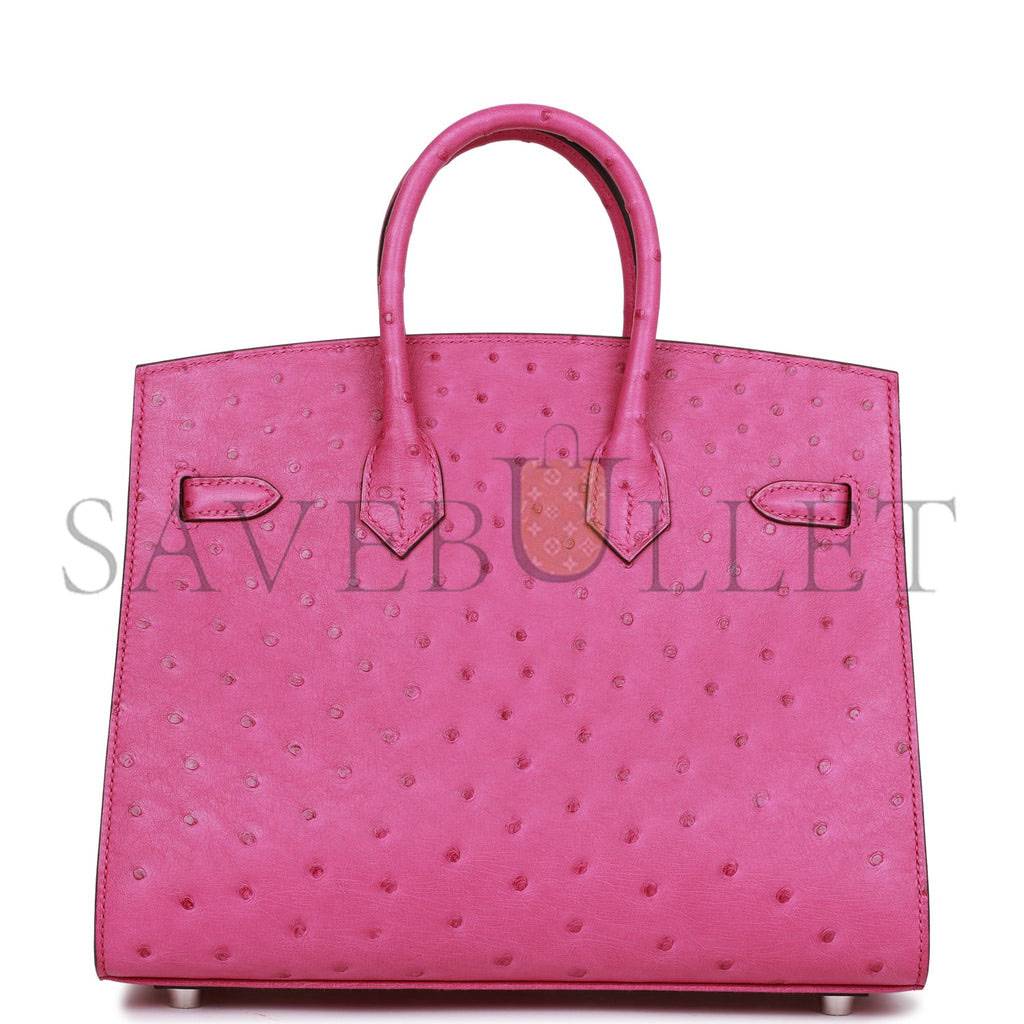 HERMES BIRKIN SELLIER 25 ROSE POURPRE OSTRICH PALLADIUM HARDWARE HANDMADE (25cm) HERMES BIRKIN SELLIER 25 ROSE POURPRE OSTRICH PALLADIUM HARDWARE HANDMADE (25cm)