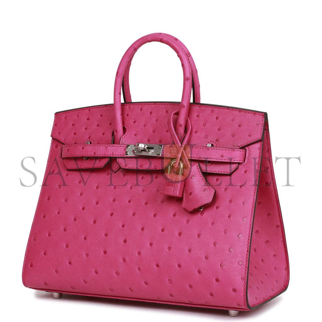 HERMES BIRKIN SELLIER 25 ROSE POURPRE OSTRICH PALLADIUM HARDWARE HANDMADE (25cm) HERMES BIRKIN SELLIER 25 ROSE POURPRE OSTRICH PALLADIUM HARDWARE HANDMADE (25cm)