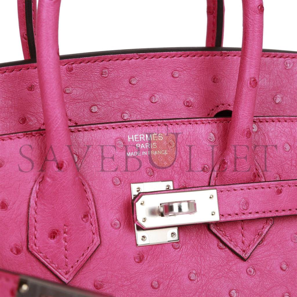 HERMES BIRKIN SELLIER 25 ROSE POURPRE OSTRICH PALLADIUM HARDWARE HANDMADE (25cm) HERMES BIRKIN SELLIER 25 ROSE POURPRE OSTRICH PALLADIUM HARDWARE HANDMADE (25cm)