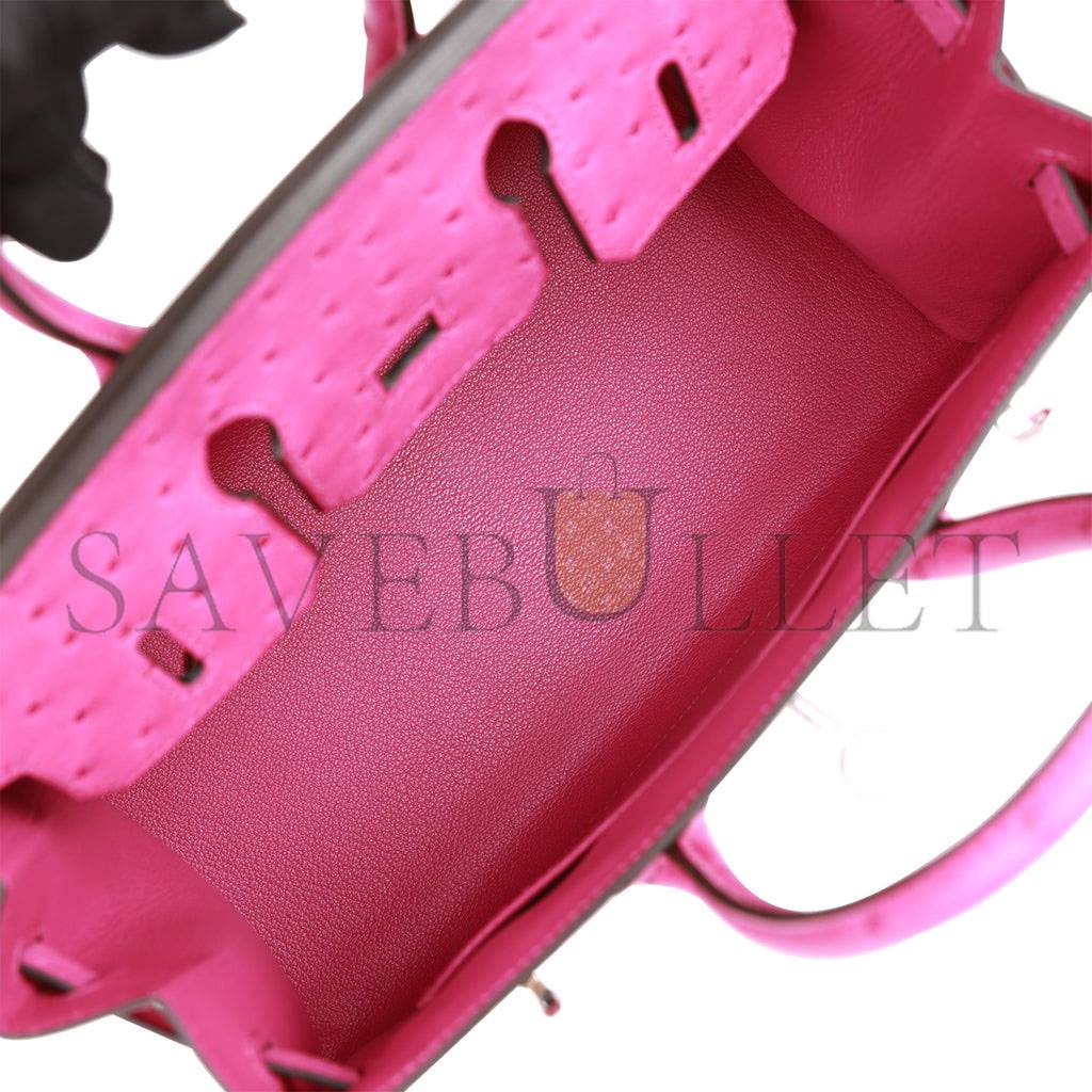 HERMES BIRKIN SELLIER 25 ROSE POURPRE OSTRICH PALLADIUM HARDWARE HANDMADE (25cm) HERMES BIRKIN SELLIER 25 ROSE POURPRE OSTRICH PALLADIUM HARDWARE HANDMADE (25cm)