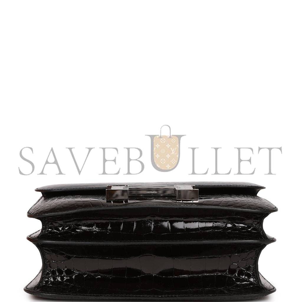 HERMES CONSTANCE 24 TRI-COLOR BLACK, BLEU BALTIQUE AND VERT ROUSSEAU SHINY ALLIGATOR PALLADIUM HARDWARE (24cm) HERMES CONSTANCE 24 TRI-COLOR BLACK, BLEU BALTIQUE AND VERT ROUSSEAU SHINY ALLIGATOR PALLADIUM HARDWARE (24cm)