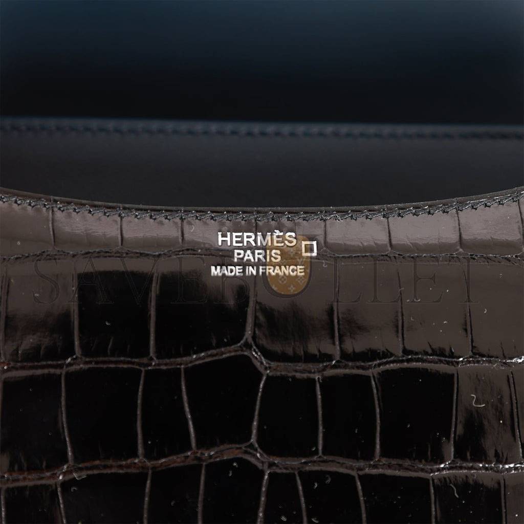 HERMES CONSTANCE 24 TRI-COLOR BLACK, BLEU BALTIQUE AND VERT ROUSSEAU SHINY ALLIGATOR PALLADIUM HARDWARE (24cm) HERMES CONSTANCE 24 TRI-COLOR BLACK, BLEU BALTIQUE AND VERT ROUSSEAU SHINY ALLIGATOR PALLADIUM HARDWARE (24cm)