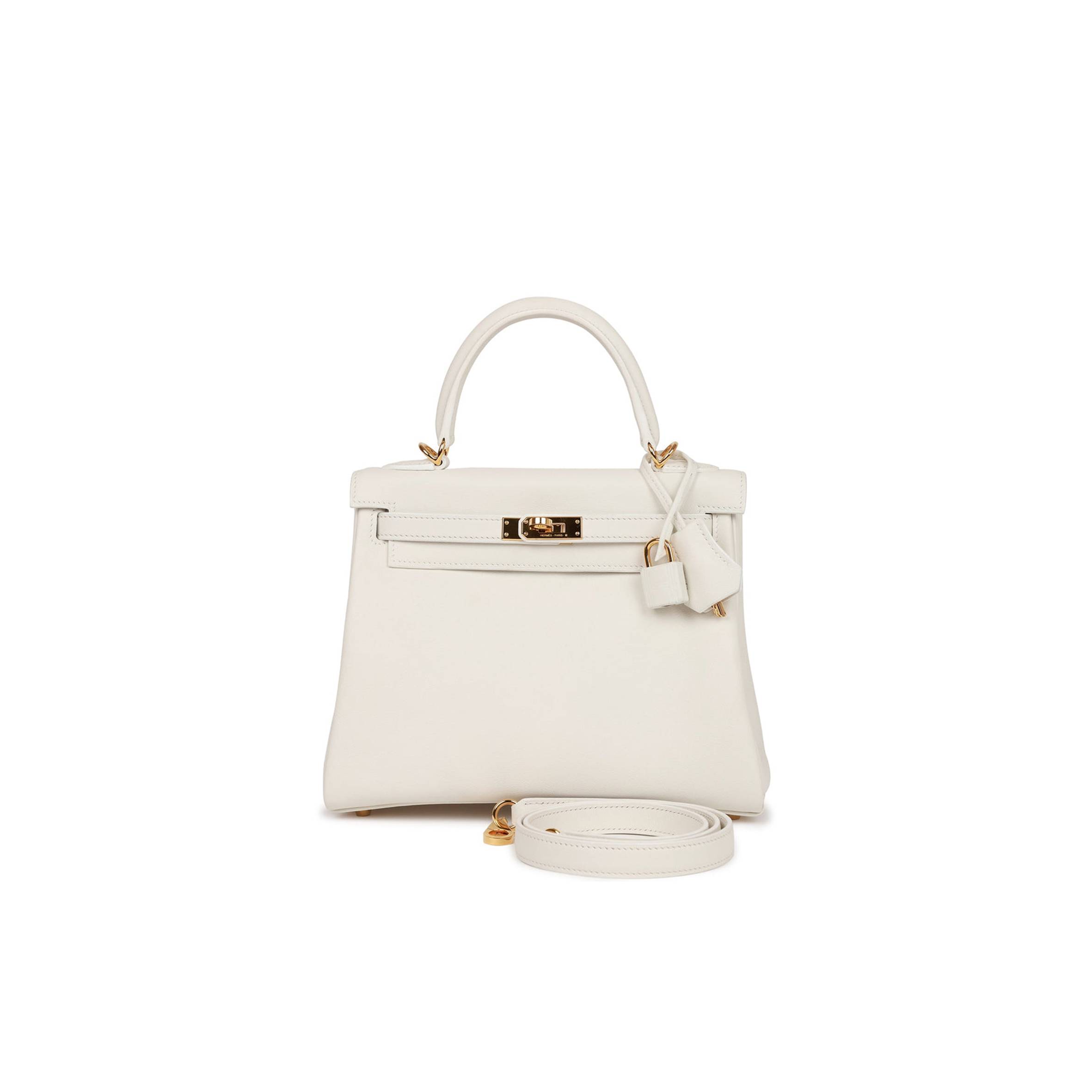 HERMES KELLY RETOURNE 25 WHITE SWIFT GOLD HARDWARE HANDMADE (25*17*7cm) HERMES KELLY RETOURNE 25 WHITE SWIFT GOLD HARDWARE HANDMADE (25*17*7cm)