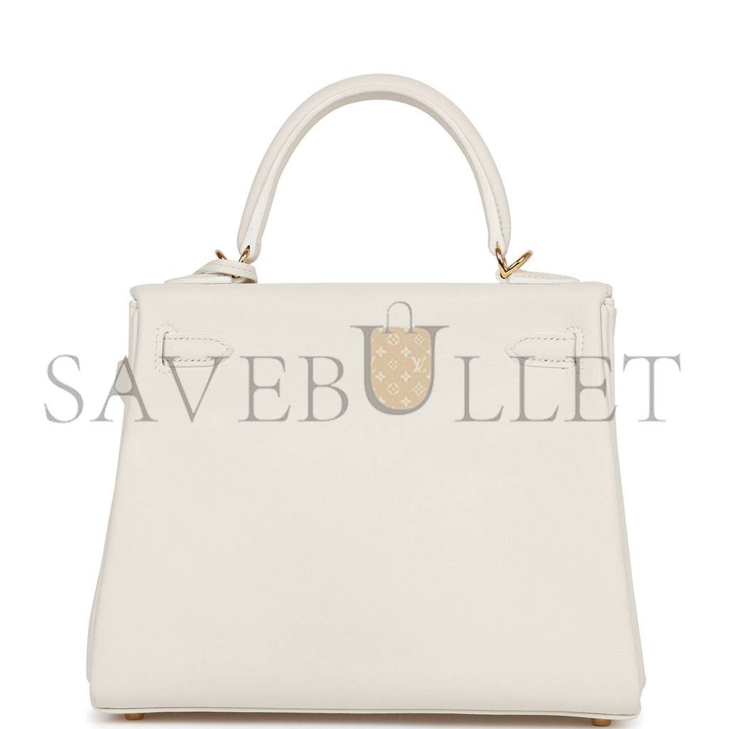 HERMES KELLY RETOURNE 25 WHITE SWIFT GOLD HARDWARE HANDMADE (25*17*7cm) HERMES KELLY RETOURNE 25 WHITE SWIFT GOLD HARDWARE HANDMADE (25*17*7cm)
