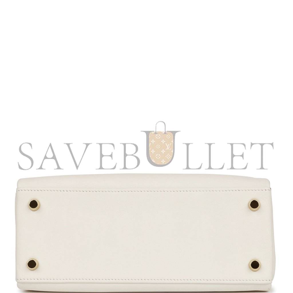 HERMES KELLY RETOURNE 25 WHITE SWIFT GOLD HARDWARE HANDMADE (25*17*7cm) HERMES KELLY RETOURNE 25 WHITE SWIFT GOLD HARDWARE HANDMADE (25*17*7cm)