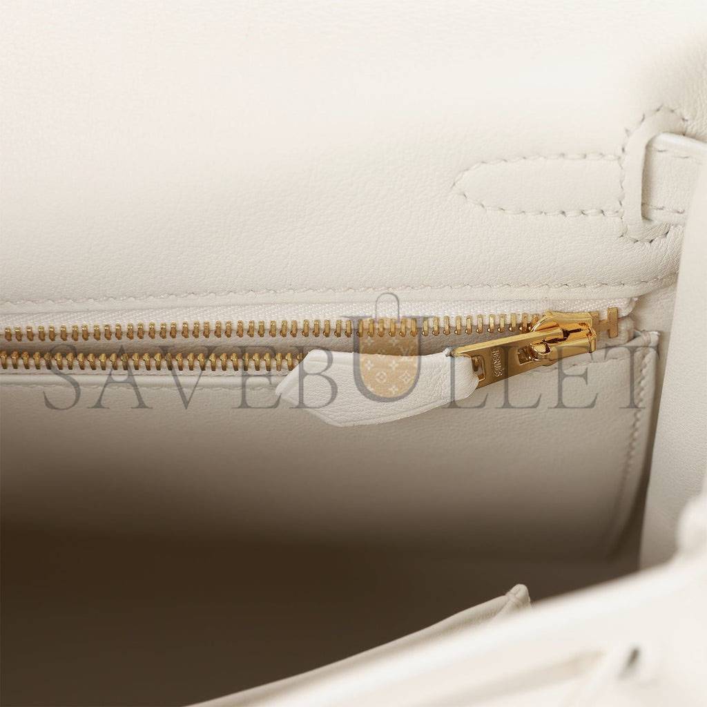 HERMES KELLY RETOURNE 25 WHITE SWIFT GOLD HARDWARE HANDMADE (25*17*7cm) HERMES KELLY RETOURNE 25 WHITE SWIFT GOLD HARDWARE HANDMADE (25*17*7cm)