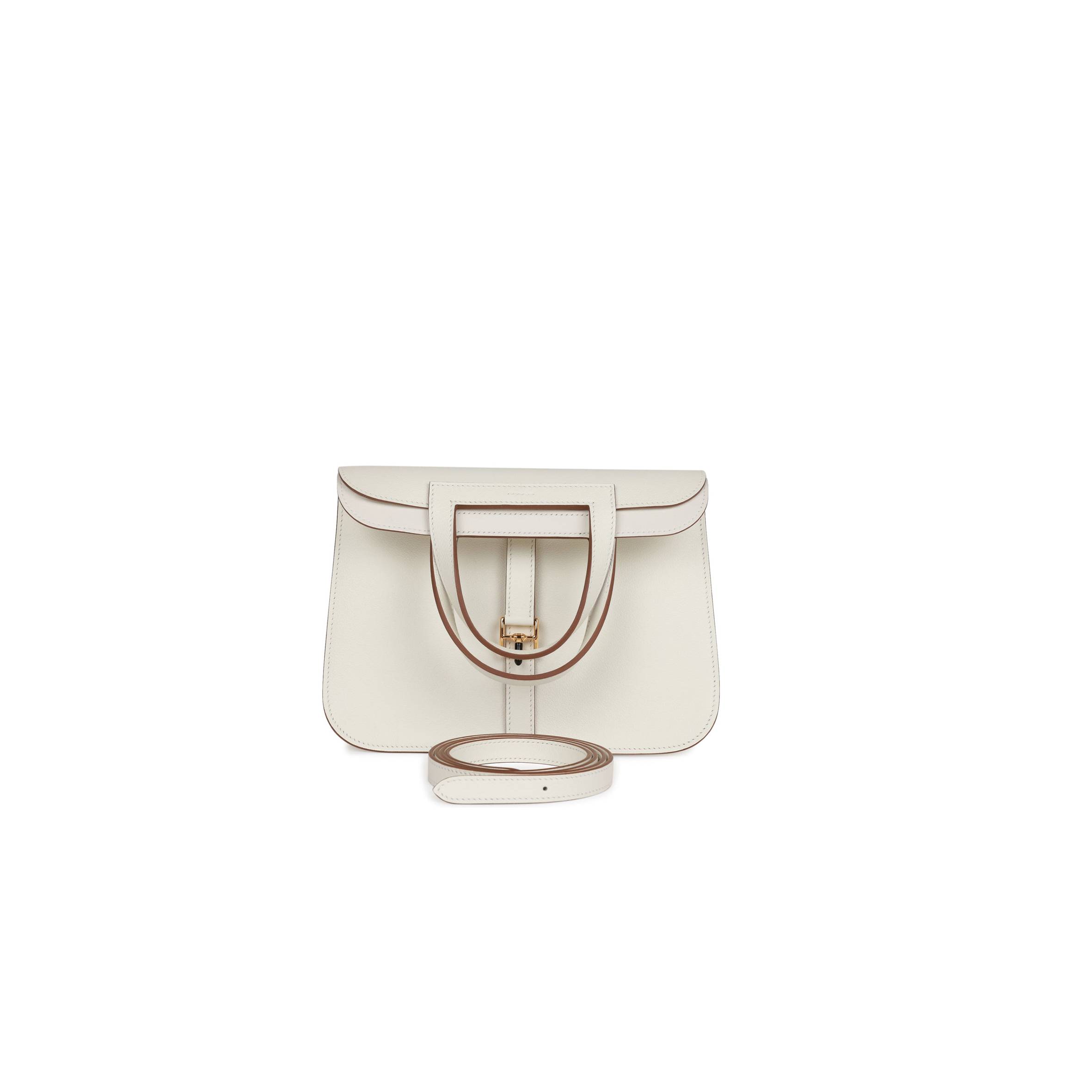 HERMES HALZAN 25 WHITE EVERCOLOR GOLD HARDWARE (25cm) HERMES HALZAN 25 WHITE EVERCOLOR GOLD HARDWARE (25cm)