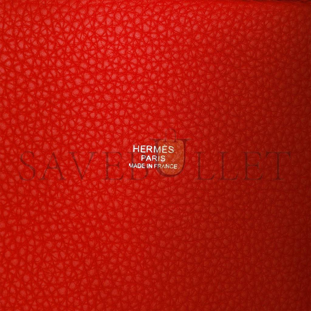 HERMES PICOTIN LOCK 18 VERMILLION CLEMENCE PALLADIUM HARDWARE (18*13*18cm) HERMES PICOTIN LOCK 18 VERMILLION CLEMENCE PALLADIUM HARDWARE (18*13*18cm)