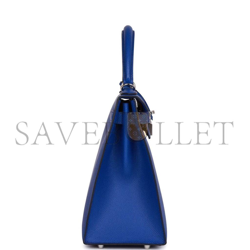 HERMES BLEU ROYAL EPSOM SELLIER KELLY 28CM PALLADIUM HARDWARE (28cm) HERMES BLEU ROYAL EPSOM SELLIER KELLY 28CM PALLADIUM HARDWARE (28cm)