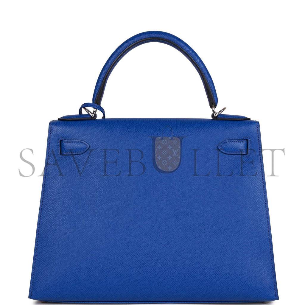 HERMES BLEU ROYAL EPSOM SELLIER KELLY 28CM PALLADIUM HARDWARE (28cm) HERMES BLEU ROYAL EPSOM SELLIER KELLY 28CM PALLADIUM HARDWARE (28cm)
