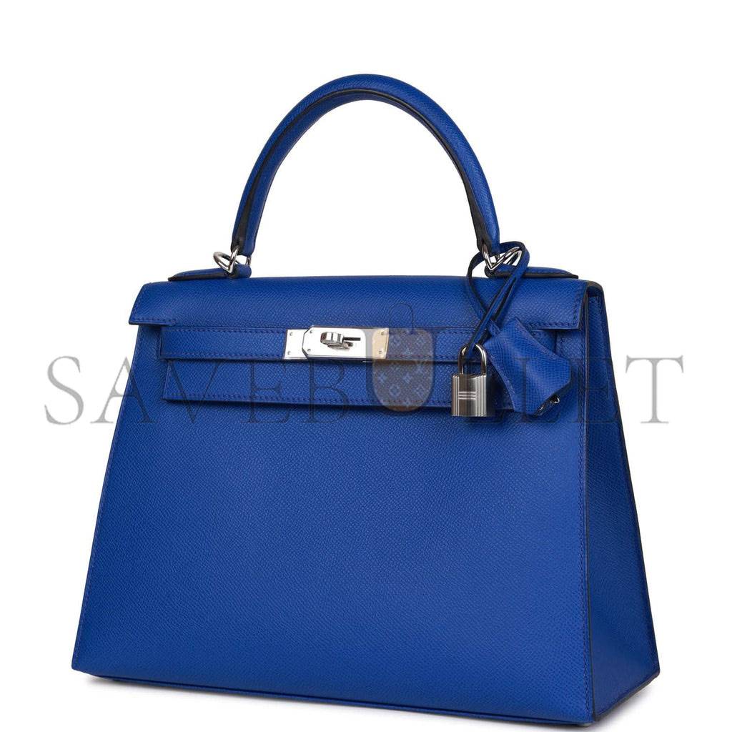HERMES BLEU ROYAL EPSOM SELLIER KELLY 28CM PALLADIUM HARDWARE (28cm) HERMES BLEU ROYAL EPSOM SELLIER KELLY 28CM PALLADIUM HARDWARE (28cm)