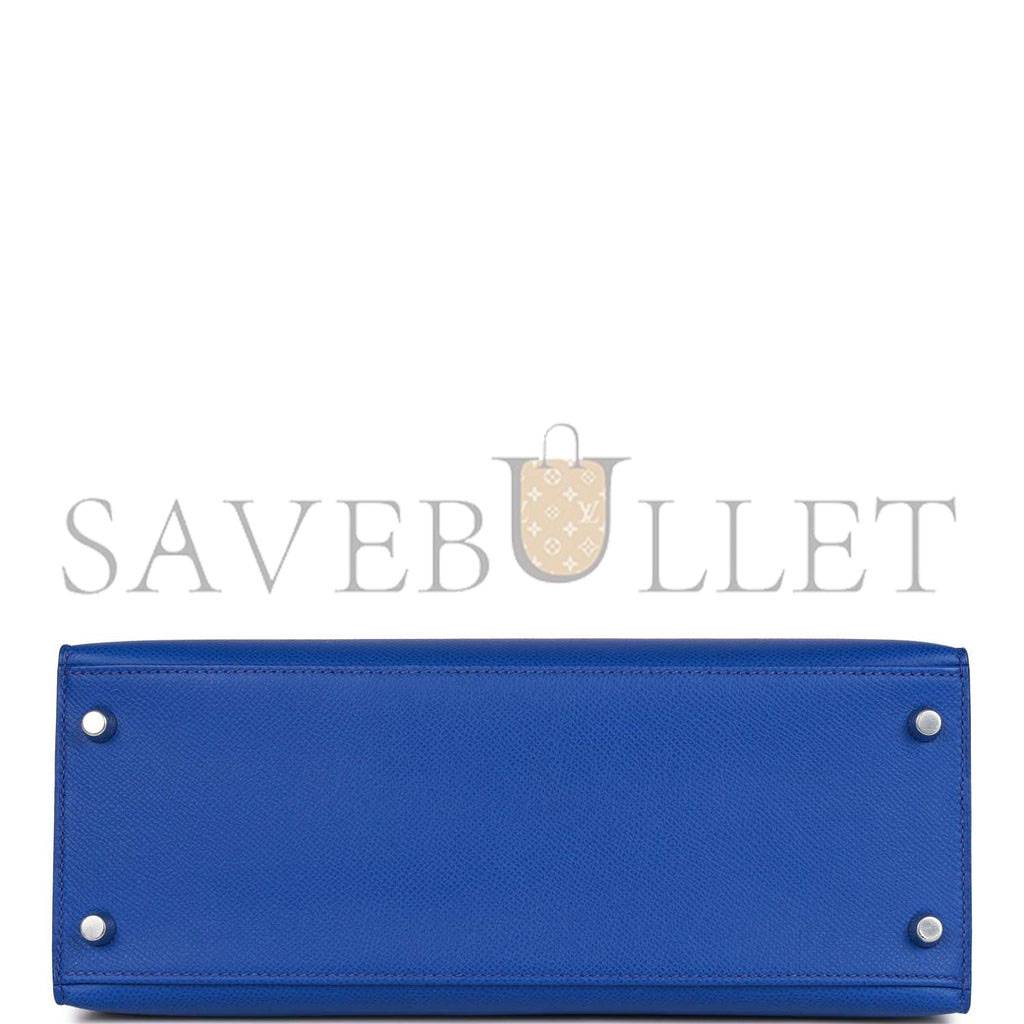 HERMES BLEU ROYAL EPSOM SELLIER KELLY 28CM PALLADIUM HARDWARE (28cm) HERMES BLEU ROYAL EPSOM SELLIER KELLY 28CM PALLADIUM HARDWARE (28cm)