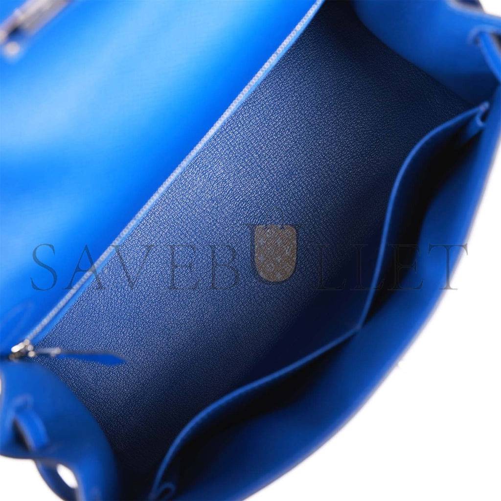 HERMES BLEU ROYAL EPSOM SELLIER KELLY 28CM PALLADIUM HARDWARE (28cm) HERMES BLEU ROYAL EPSOM SELLIER KELLY 28CM PALLADIUM HARDWARE (28cm)