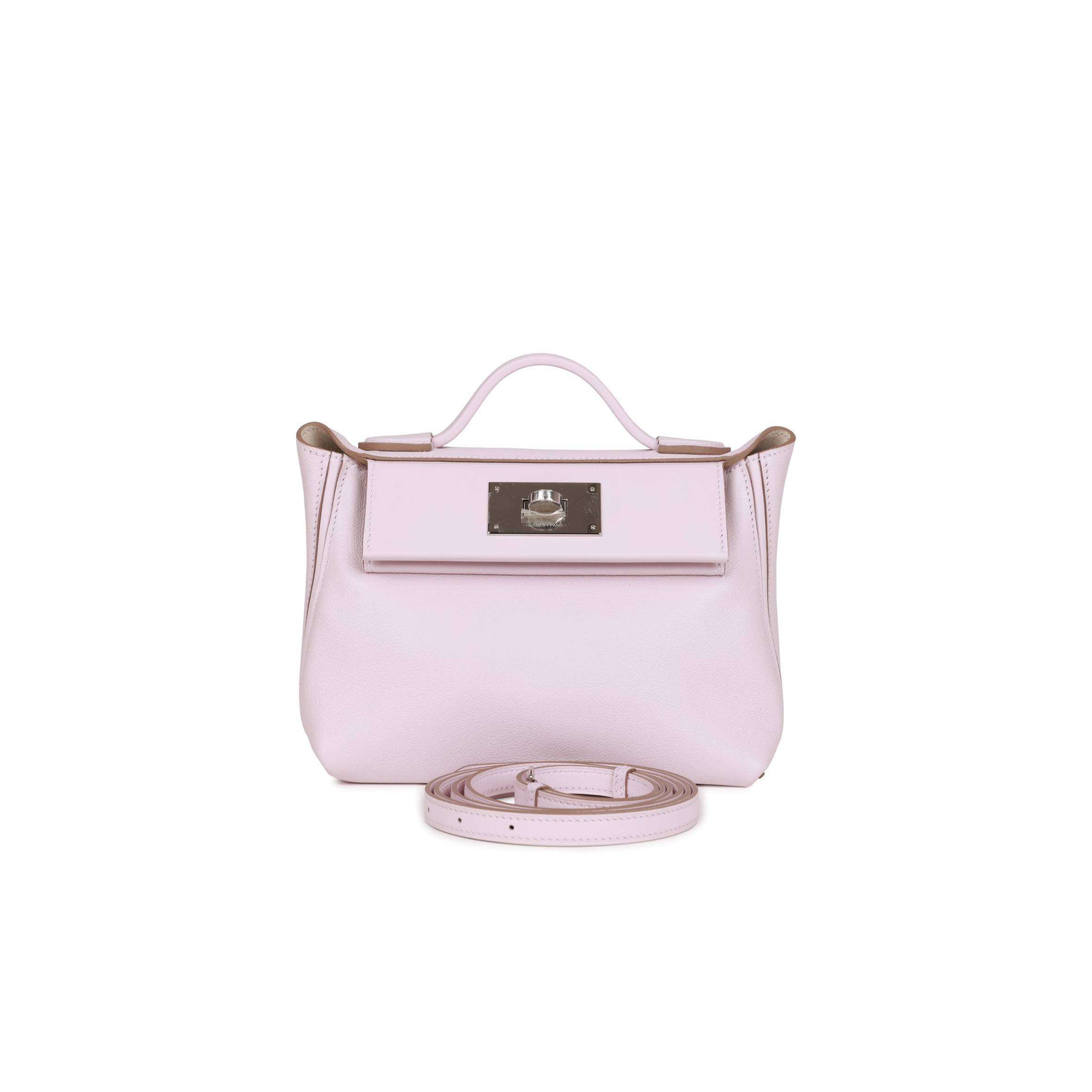 HERMES MINI 2424 BAG MAUVE PALE VERSO EVERCOLOR AND SWIFT PALLADIUM HARDWARE (23*17*11cm) HERMES MINI 2424 BAG MAUVE PALE VERSO EVERCOLOR AND SWIFT PALLADIUM HARDWARE (23*17*11cm)