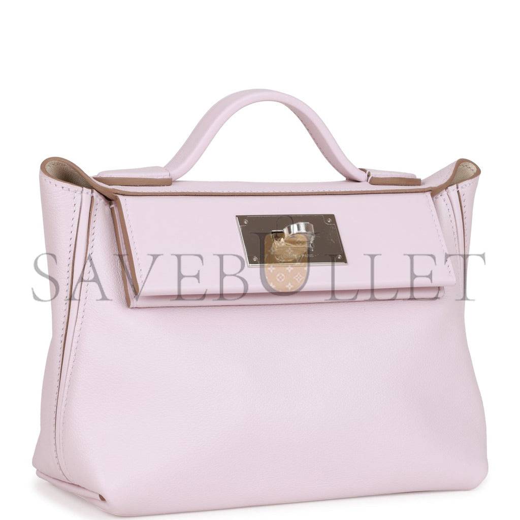 HERMES MINI 2424 BAG MAUVE PALE VERSO EVERCOLOR AND SWIFT PALLADIUM HARDWARE (23*17*11cm) HERMES MINI 2424 BAG MAUVE PALE VERSO EVERCOLOR AND SWIFT PALLADIUM HARDWARE (23*17*11cm)