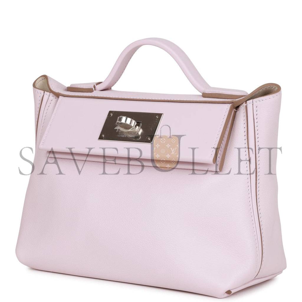 HERMES MINI 2424 BAG MAUVE PALE VERSO EVERCOLOR AND SWIFT PALLADIUM HARDWARE (23*17*11cm) HERMES MINI 2424 BAG MAUVE PALE VERSO EVERCOLOR AND SWIFT PALLADIUM HARDWARE (23*17*11cm)