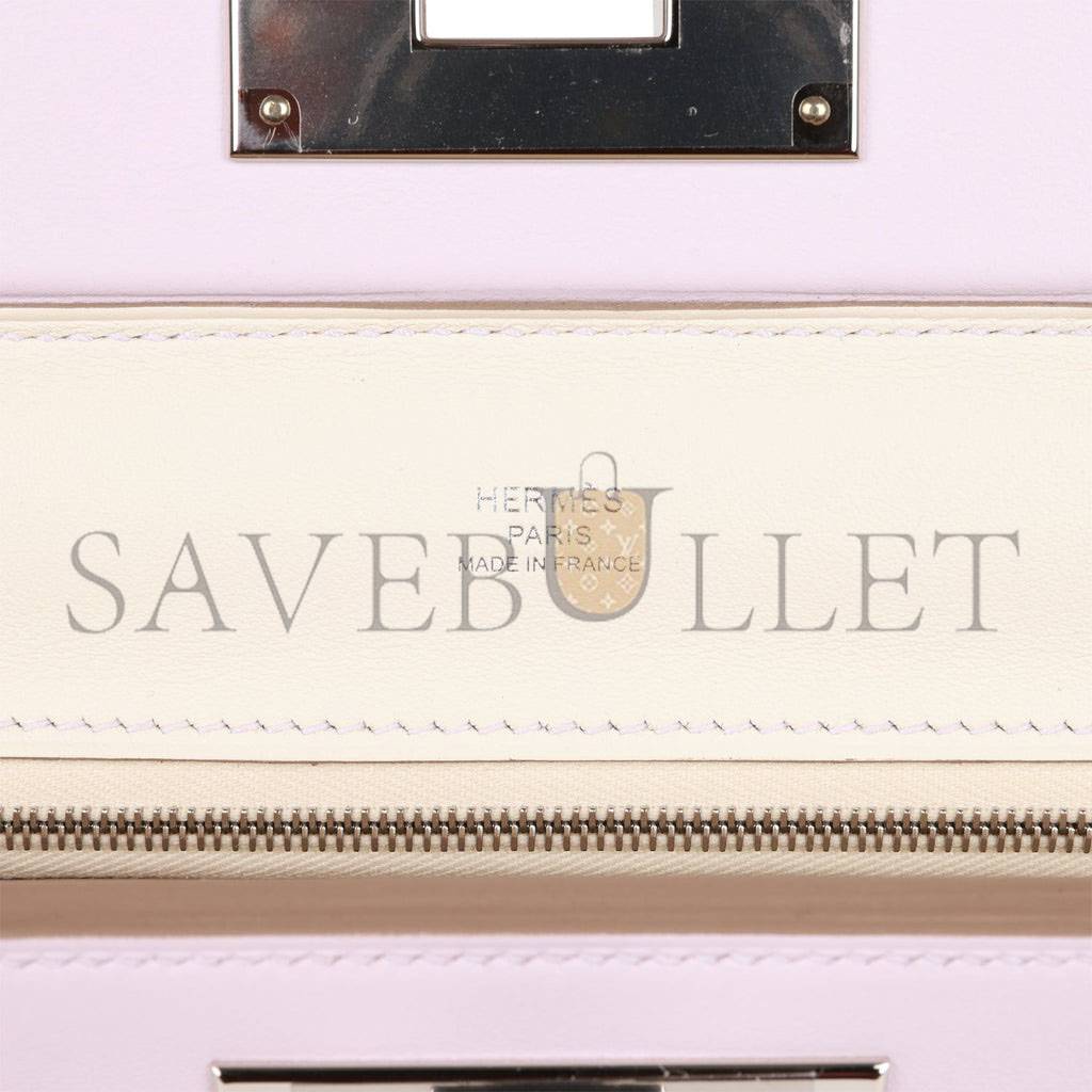 HERMES MINI 2424 BAG MAUVE PALE VERSO EVERCOLOR AND SWIFT PALLADIUM HARDWARE (23*17*11cm) HERMES MINI 2424 BAG MAUVE PALE VERSO EVERCOLOR AND SWIFT PALLADIUM HARDWARE (23*17*11cm)