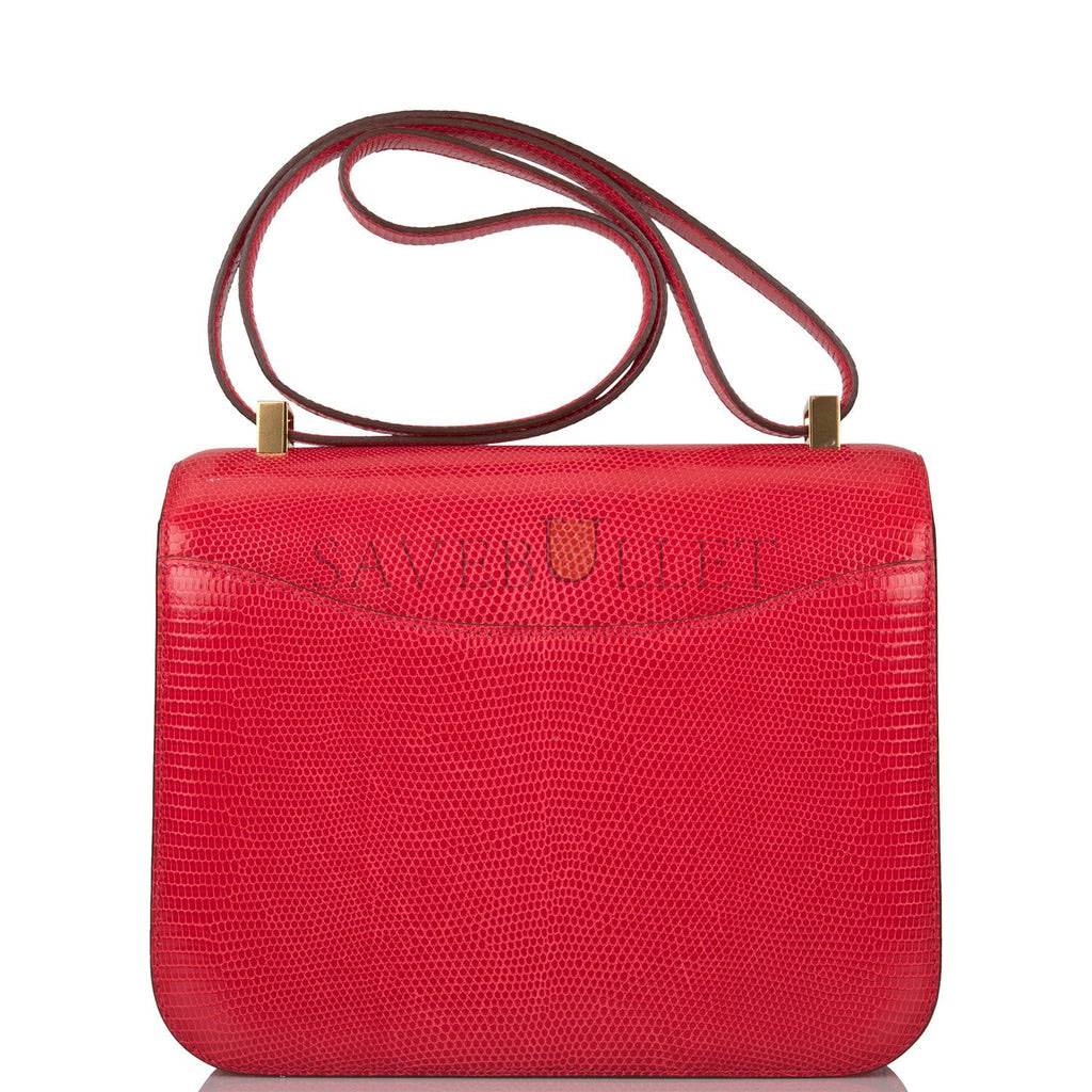 HERMES CONSTANCE 24 ROUGE EXOTIQUE LIZARD NILOTICUS GOLD HARDWARE (24cm) HERMES CONSTANCE 24 ROUGE EXOTIQUE LIZARD NILOTICUS GOLD HARDWARE (24cm)