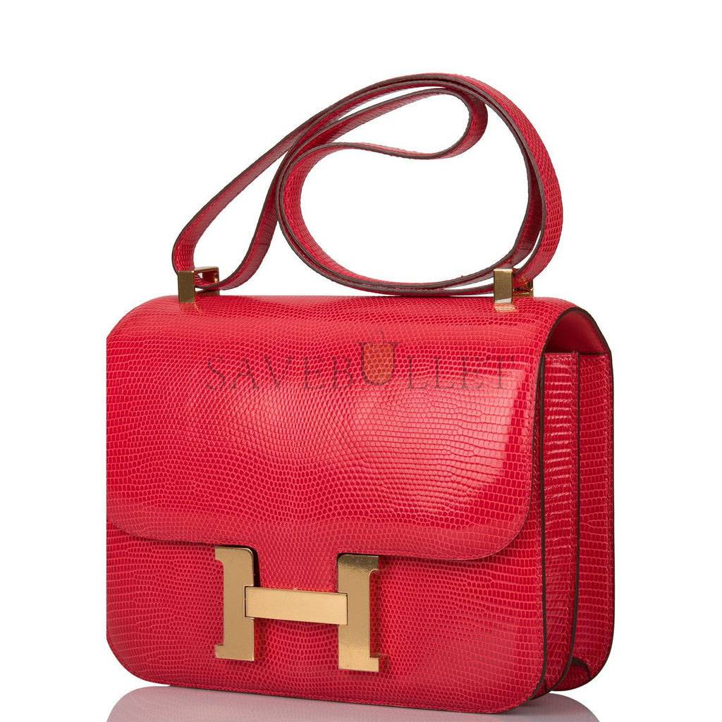 HERMES CONSTANCE 24 ROUGE EXOTIQUE LIZARD NILOTICUS GOLD HARDWARE (24cm) HERMES CONSTANCE 24 ROUGE EXOTIQUE LIZARD NILOTICUS GOLD HARDWARE (24cm)