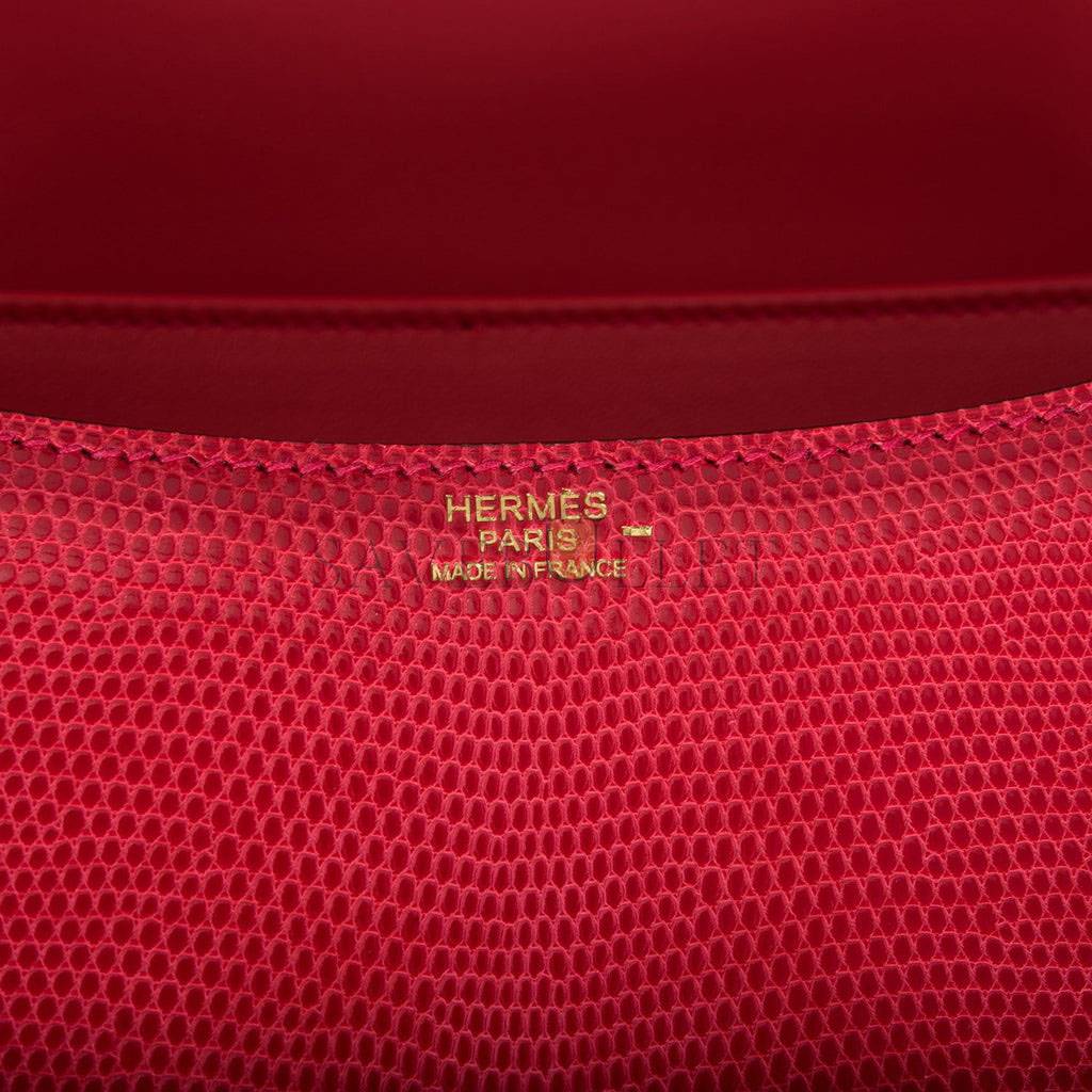 HERMES CONSTANCE 24 ROUGE EXOTIQUE LIZARD NILOTICUS GOLD HARDWARE (24cm) HERMES CONSTANCE 24 ROUGE EXOTIQUE LIZARD NILOTICUS GOLD HARDWARE (24cm)