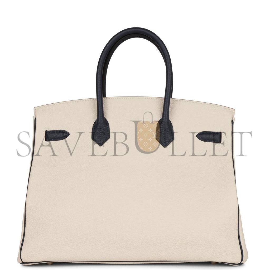 HERMES SPECIAL ORDER (HSS) BIRKIN 35 CRAIE AND BLEU NUIT TOGO PALLADIUM HARDWARE (35*25*18cm) HERMES SPECIAL ORDER (HSS) BIRKIN 35 CRAIE AND BLEU NUIT TOGO PALLADIUM HARDWARE (35*25*18cm)