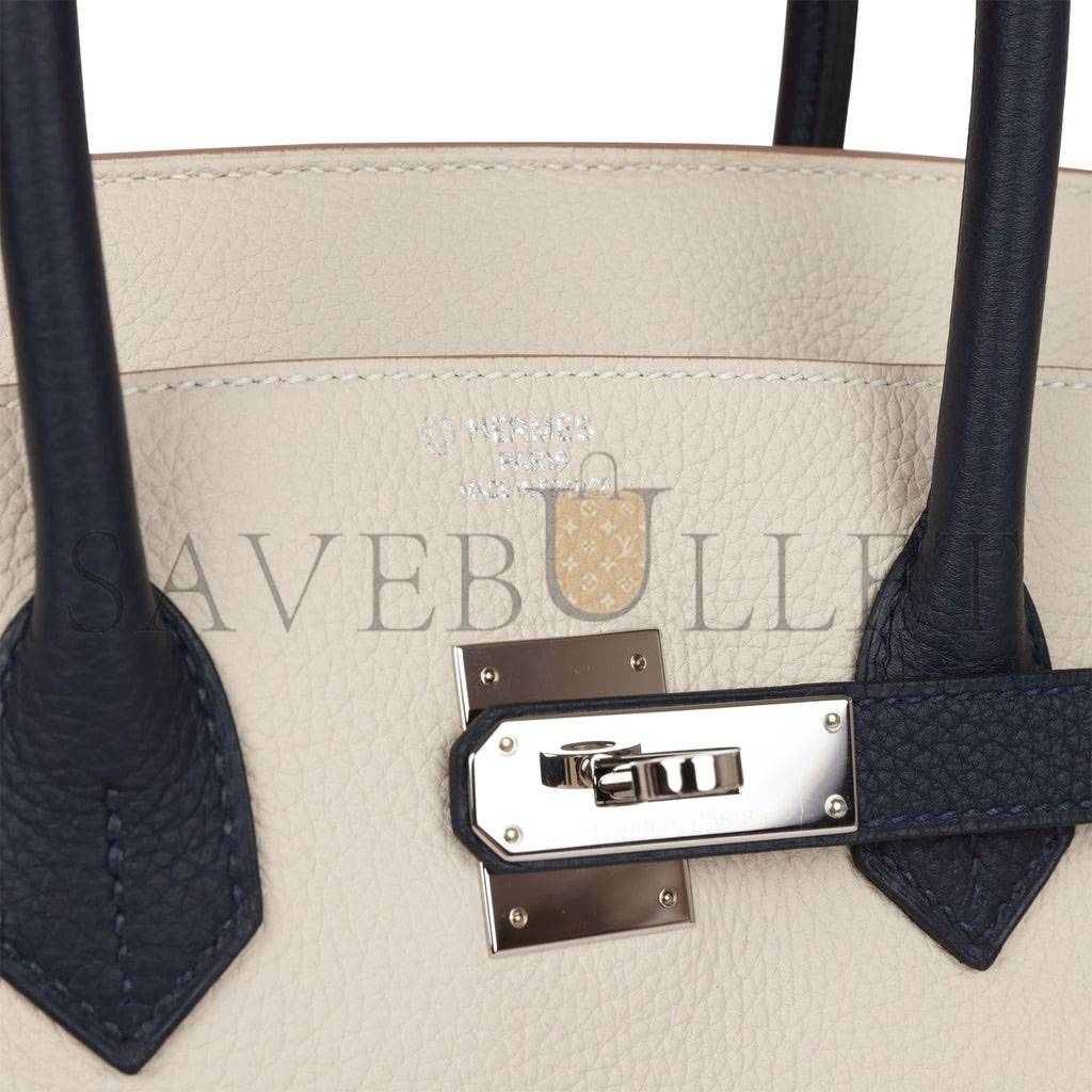 HERMES SPECIAL ORDER (HSS) BIRKIN 35 CRAIE AND BLEU NUIT TOGO PALLADIUM HARDWARE (35*25*18cm) HERMES SPECIAL ORDER (HSS) BIRKIN 35 CRAIE AND BLEU NUIT TOGO PALLADIUM HARDWARE (35*25*18cm)