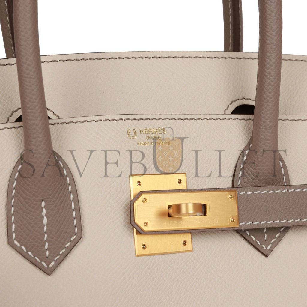 HERMES SPECIAL ORDER (HSS) BIRKIN 30 CRAIE AND GRIS ASPHALTE EPSOM BRUSHED GOLD HARDWARE( 30cm*22*16cm) HERMES SPECIAL ORDER (HSS) BIRKIN 30 CRAIE AND GRIS ASPHALTE EPSOM BRUSHED GOLD HARDWARE( 30cm*22*16cm)