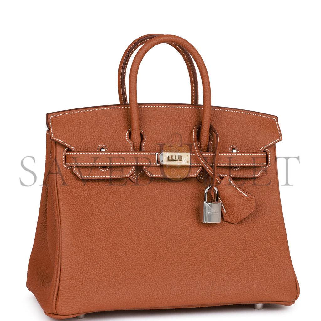 HERMES BIRKIN 25 GOLD TOGO PALLADIUM HARDWARE HANDMADE (25cm) HERMES BIRKIN 25 GOLD TOGO PALLADIUM HARDWARE HANDMADE (25cm)