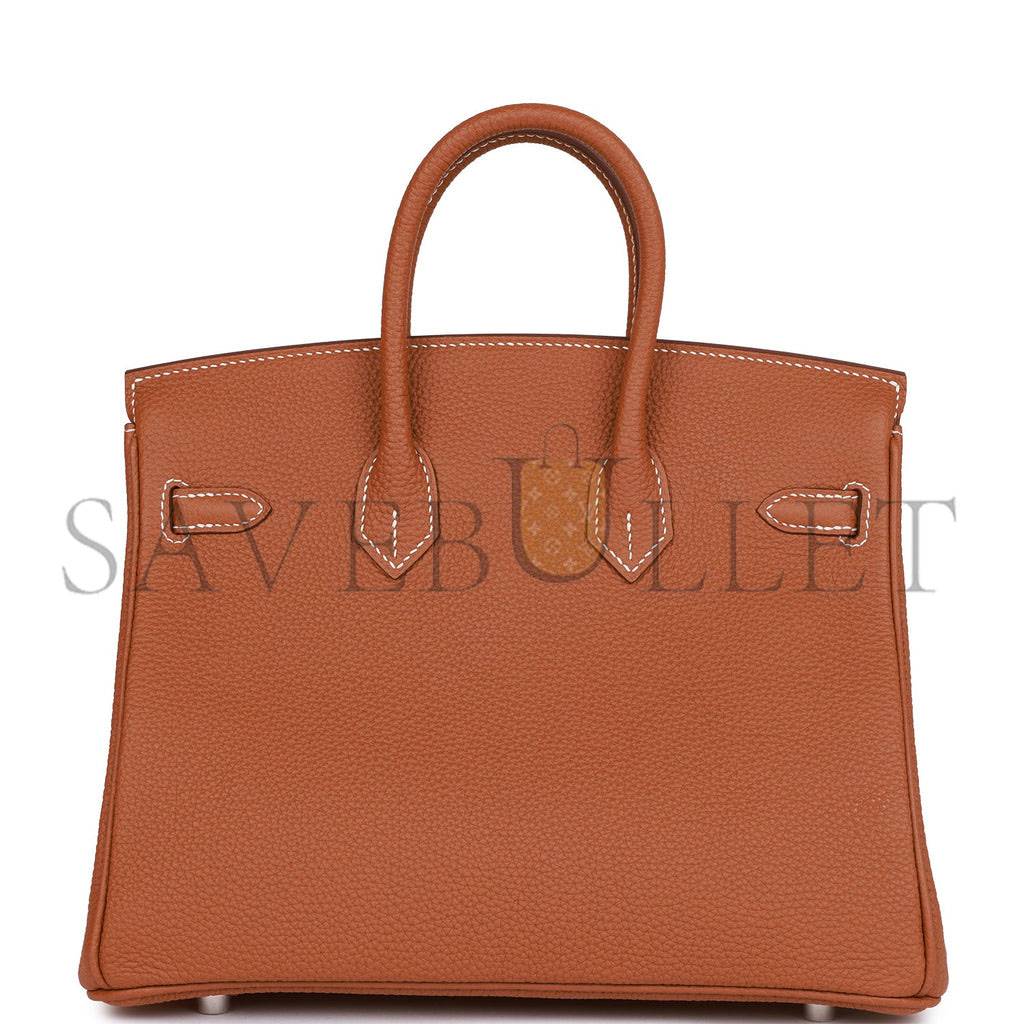 HERMES BIRKIN 25 GOLD TOGO PALLADIUM HARDWARE HANDMADE (25cm) HERMES BIRKIN 25 GOLD TOGO PALLADIUM HARDWARE HANDMADE (25cm)