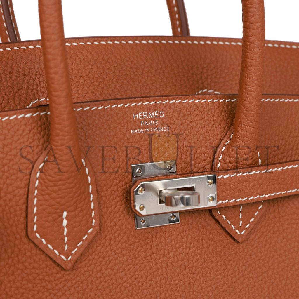 HERMES BIRKIN 25 GOLD TOGO PALLADIUM HARDWARE HANDMADE (25cm) HERMES BIRKIN 25 GOLD TOGO PALLADIUM HARDWARE HANDMADE (25cm)