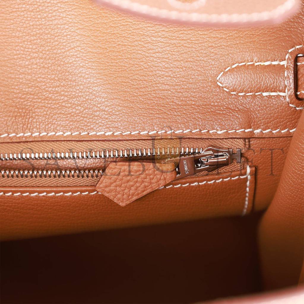 HERMES BIRKIN 25 GOLD TOGO PALLADIUM HARDWARE HANDMADE (25cm) HERMES BIRKIN 25 GOLD TOGO PALLADIUM HARDWARE HANDMADE (25cm)
