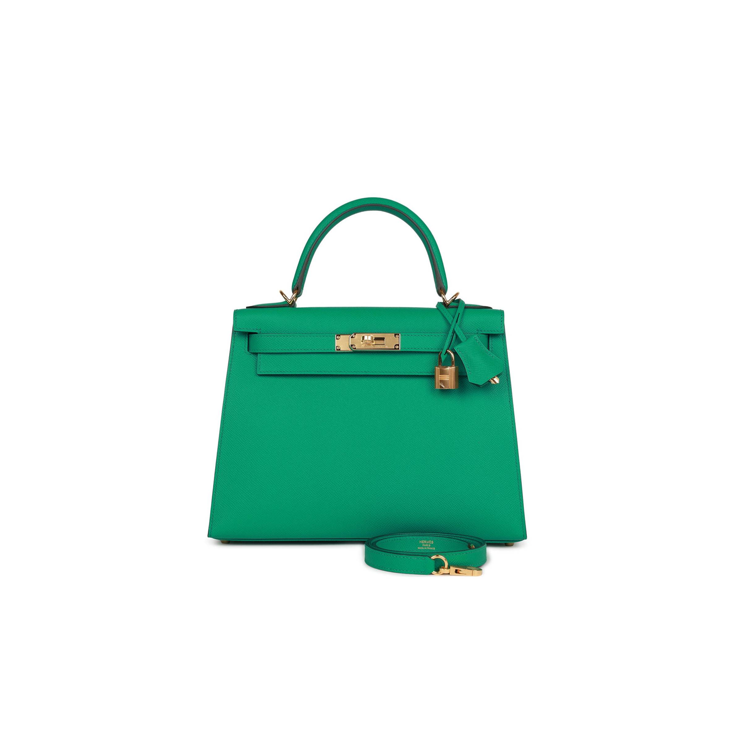 HERMES KELLY SELLIER 28 VERT JADE EPSOM GOLD HARDWARE (28*22*10cm) HERMES KELLY SELLIER 28 VERT JADE EPSOM GOLD HARDWARE (28*22*10cm)