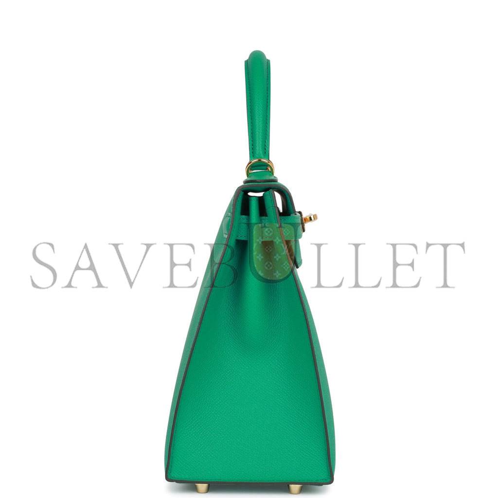 HERMES KELLY SELLIER 28 VERT JADE EPSOM GOLD HARDWARE (28*22*10cm) HERMES KELLY SELLIER 28 VERT JADE EPSOM GOLD HARDWARE (28*22*10cm)