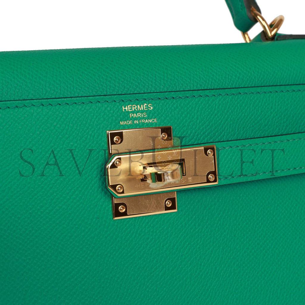 HERMES KELLY SELLIER 28 VERT JADE EPSOM GOLD HARDWARE (28*22*10cm) HERMES KELLY SELLIER 28 VERT JADE EPSOM GOLD HARDWARE (28*22*10cm)