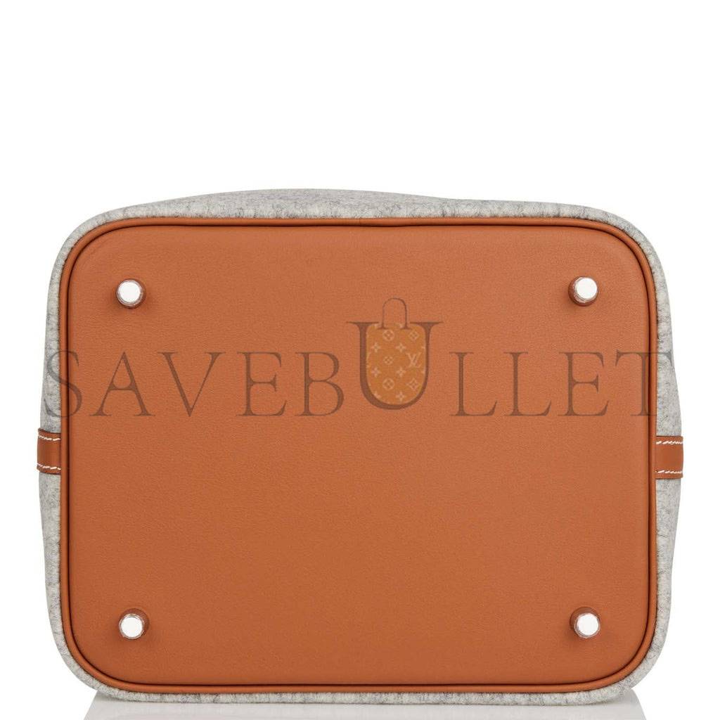 HERMES PICOTIN LOCK 22 GRIS CLAIR FEUTRE AND BARENIA PALLADIUM HARDWARE (22*21*18cm) HERMES PICOTIN LOCK 22 GRIS CLAIR FEUTRE AND BARENIA PALLADIUM HARDWARE (22*21*18cm)