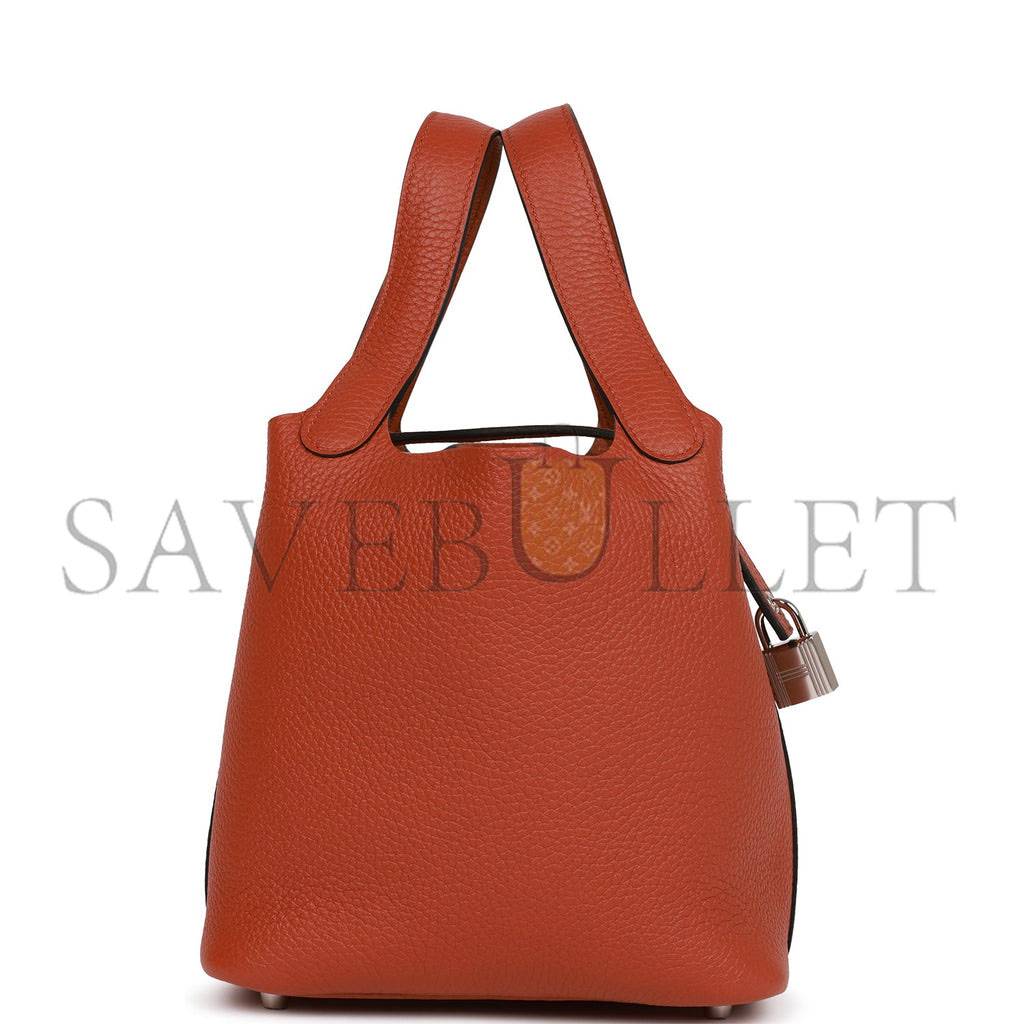 HERMES PICOTIN LOCK 18 CUIVRE CLEMENCE PALLADIUM HARDWARE (18*13*18cm) HERMES PICOTIN LOCK 18 CUIVRE CLEMENCE PALLADIUM HARDWARE (18*13*18cm)