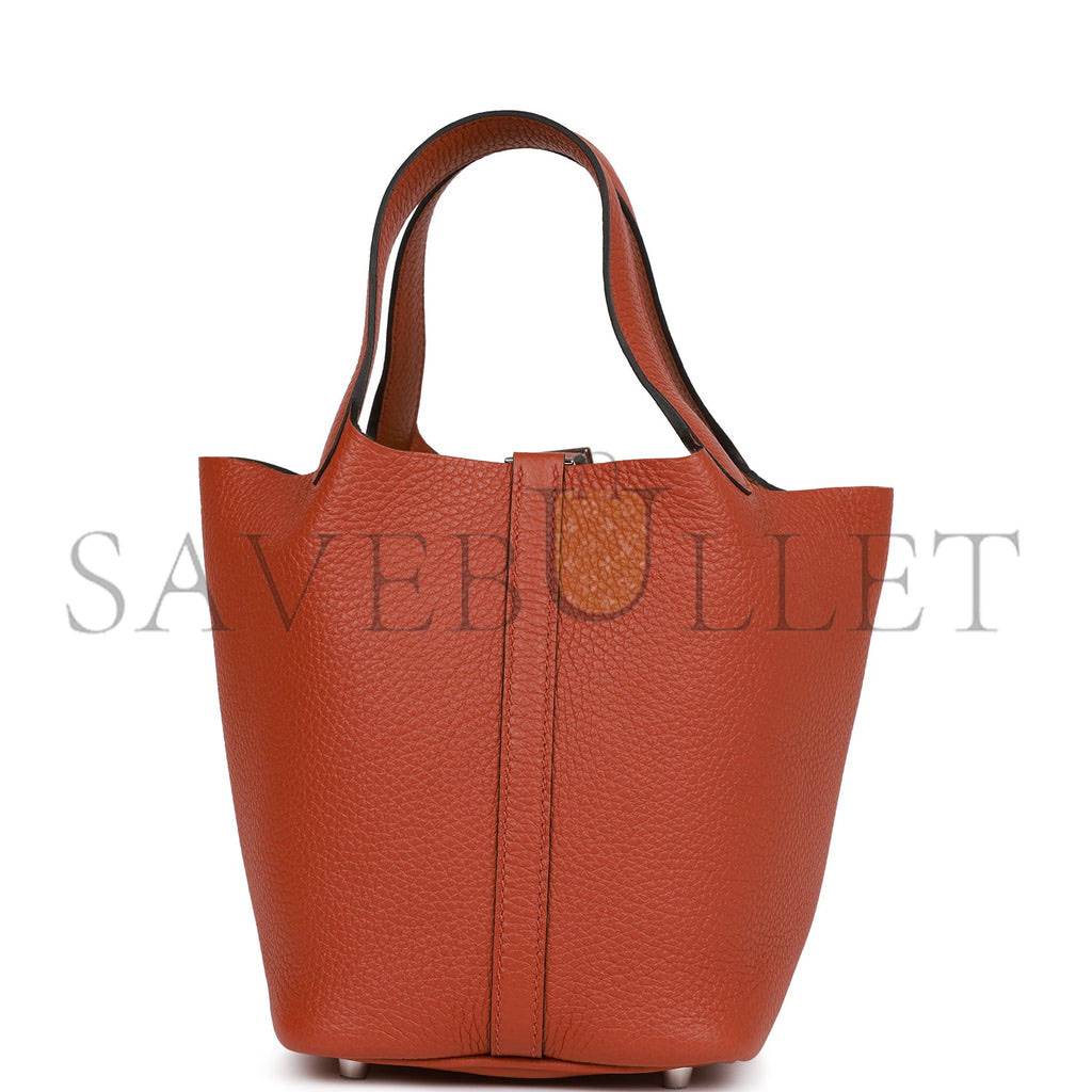 HERMES PICOTIN LOCK 18 CUIVRE CLEMENCE PALLADIUM HARDWARE (18*13*18cm) HERMES PICOTIN LOCK 18 CUIVRE CLEMENCE PALLADIUM HARDWARE (18*13*18cm)