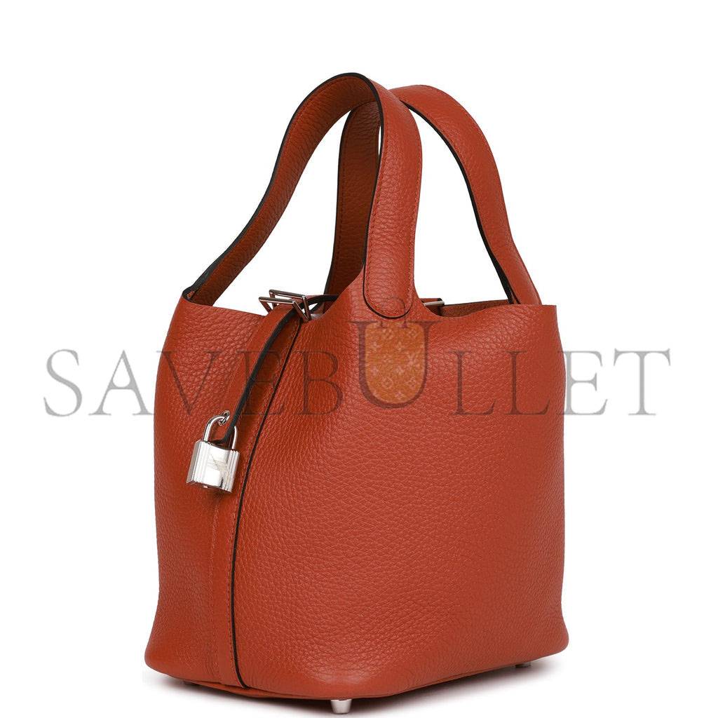 HERMES PICOTIN LOCK 18 CUIVRE CLEMENCE PALLADIUM HARDWARE (18*13*18cm) HERMES PICOTIN LOCK 18 CUIVRE CLEMENCE PALLADIUM HARDWARE (18*13*18cm)