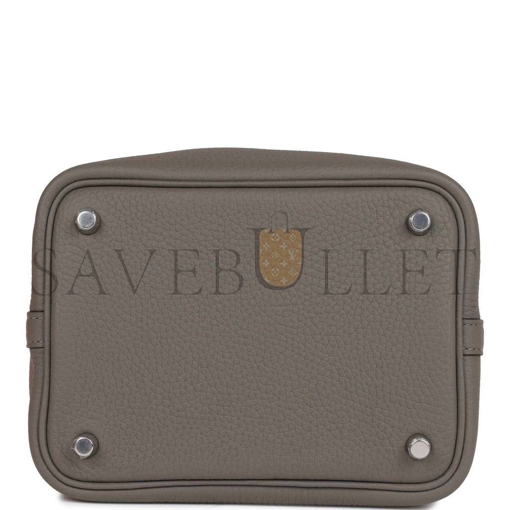 HERMES PICOTIN LOCK 18 GRIS MEYER CLEMENCE PALLADIUM HARDWARE (18*13*18cm) HERMES PICOTIN LOCK 18 GRIS MEYER CLEMENCE PALLADIUM HARDWARE (18*13*18cm)